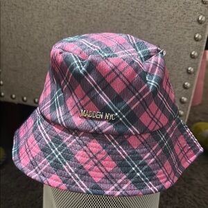 Pink Plaid  Madden NYC Bucket Hat